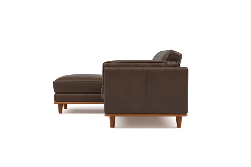 Valencia Artisan Top Grain Leather Three Seats with Left Chaise Sofa, Chocolate