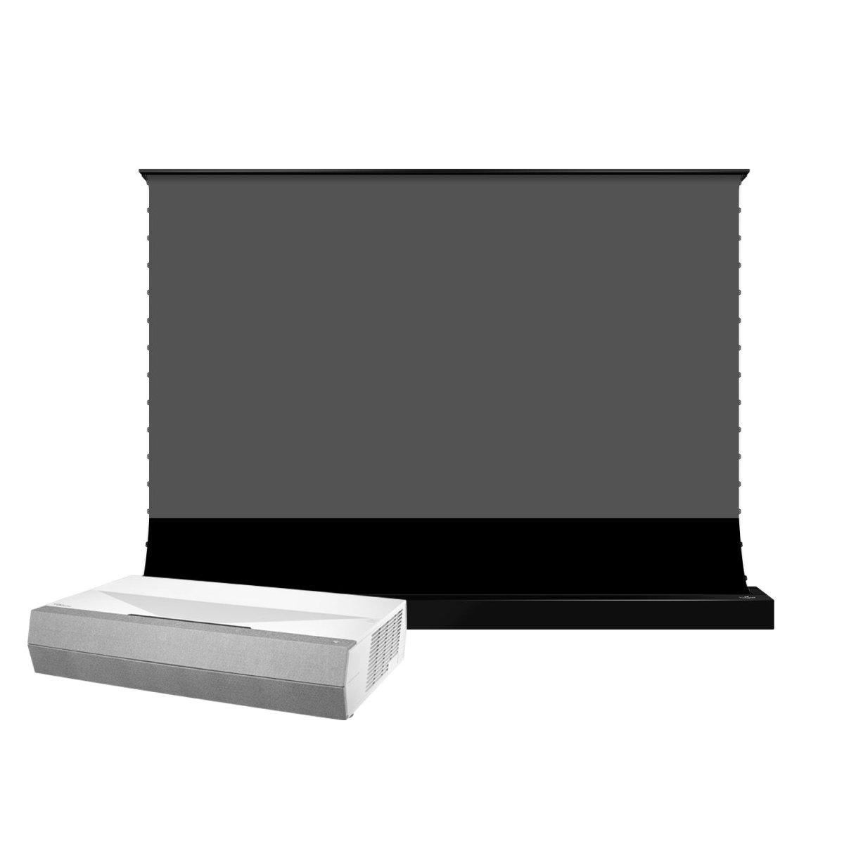 BUNDLE Optoma CinemaX D2 4K HDR UST 3D Laser Projector &VIVIDSTORM S PRO Electric Tension Floor Screen