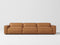 Valencia Nathan Full Aniline Leather Modular Sofa with Down Feather, Three Seats, Caramel Brown Color
