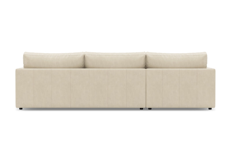 Valencia Serena Leather Three Seats with Left Chaise Sectional Sofa, Beige