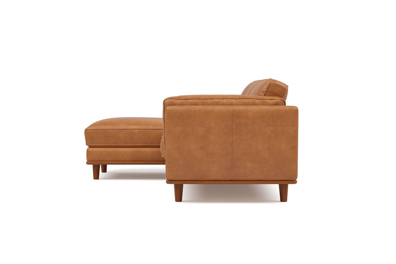 Valencia Artisan Top Grain Leather Three Seats with Left Chaise Sofa, Cognac