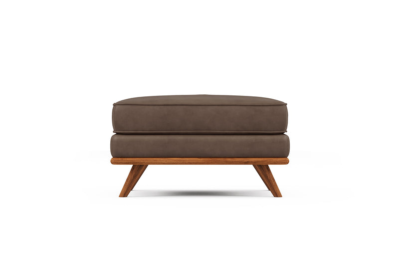 Valencia Artisan Top Grain Leather Ottoman, Chocolate