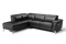 Valencia Pista Modern Top Grain Leather Reclining Sectional Sofa with Left-Hand Facing Chaise, Black