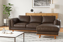Valencia Artisan Top Grain Leather Three Seats with Right Hand Chaise Sofa, Chocolate