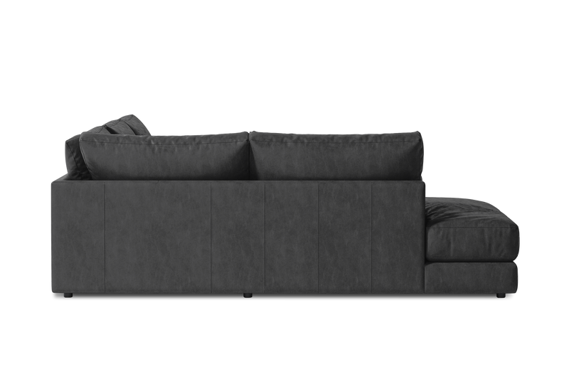 Valencia Serena Leather 2-Piece Left Bumper Chaise Sectional Sofa, Black