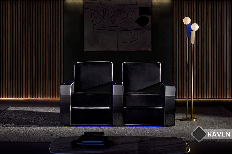Valencia Naples Elegance Home Theater Seating Row of 2, Raven