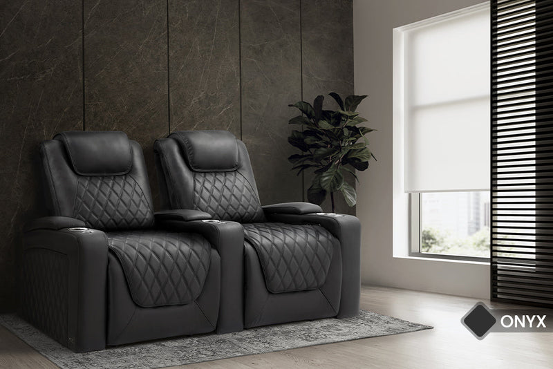 Valencia 2025 New Oslo Luxury Home Theater Seating Row of 2, Onyx