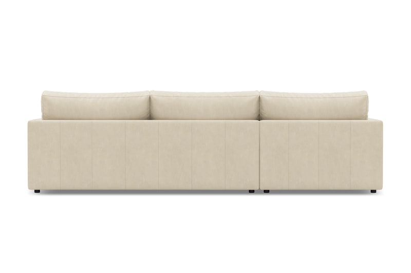 Valencia Serena Leather 2-Piece Left Bumper Chaise Sectional Sofa, Beige