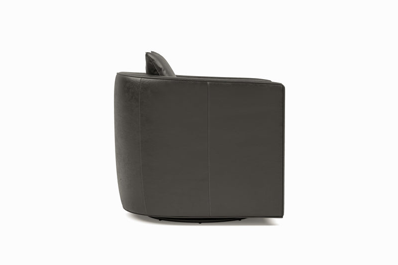 Valencia Riley Leather Swivel Accent Chair, Black