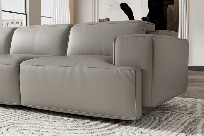 Valencia Valentina Leather Three Seats Recliner Sofa, Light Grey
