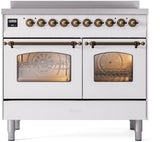 ILVE Nostalgie II 40-Inch Freestanding Electric Induction Range in White with Bronze Trim (UPDI406NMPWHB)