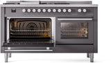 ILVE Professional Plus II 60-Inch Propane Gas Dual Fuel Range with 7 Burners, Griddle, & French Top with Triple Glass Door Oven in Matte Graphite (UP60FSWMPMGLP)