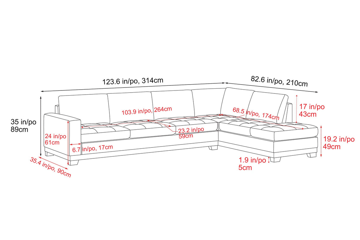 Aine Leather Corner Sectional Sofa
