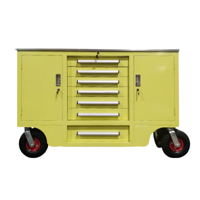 4.5ft Heavy Duty Mobile Workbench with 7 Drawers & 2 Cabinets