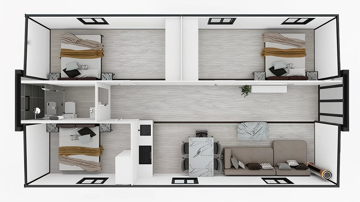 Urban Edge- 40' Expandable Container Home | 3 Bedroom, Full Bath, Kitchen, Living Room | 790 SF Tiny Home