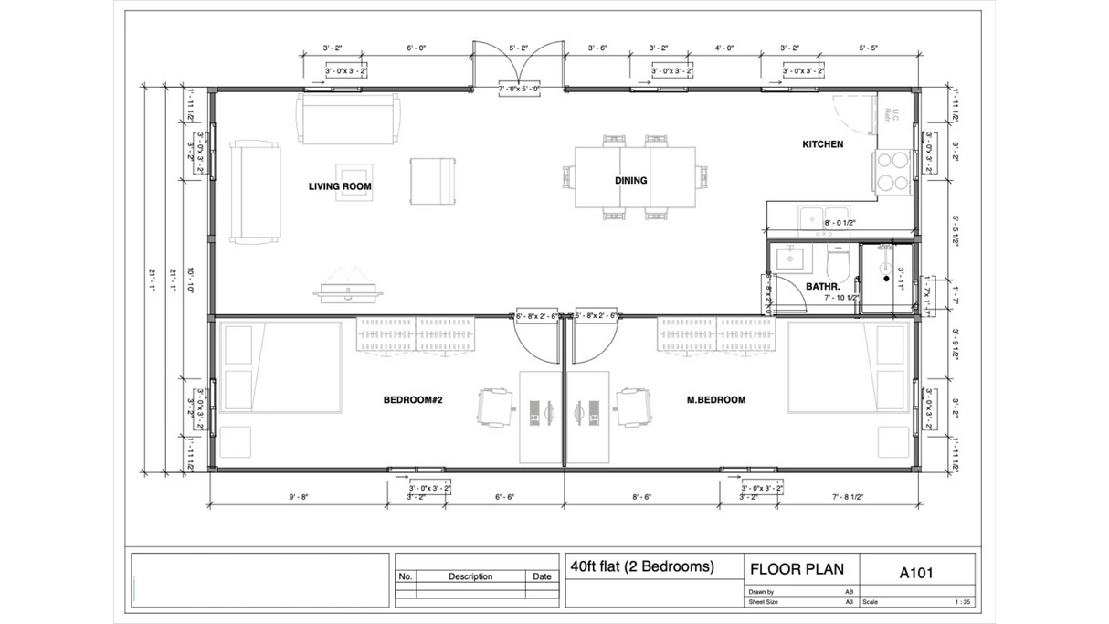 Noir Haven - 40' Expandable Container Home | 2 Bedroom, Full Bath, Kitchen, Living Room | 790 SF Tiny Home