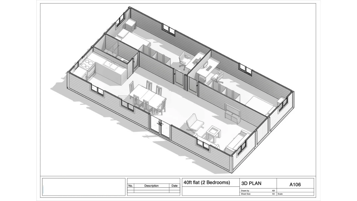 Noir Haven - 40' Expandable Container Home | 2 Bedroom, Full Bath, Kitchen, Living Room | 790 SF Tiny Home