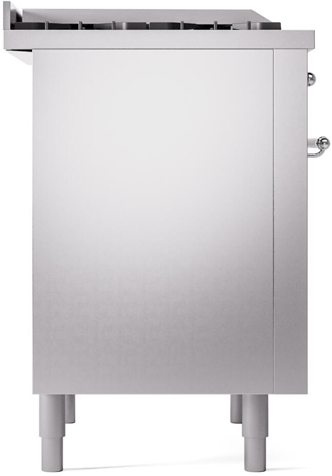 ILVE Nostalgie II 36-Inch Freestanding Natural Gas Dual Fuel Range in Stainless Steel with Chrome Trim (UP36FNMPSSC)