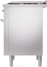 ILVE Nostalgie II 36-Inch Freestanding Natural Gas Dual Fuel Range in Stainless Steel with Chrome Trim (UP36FNMPSSC)