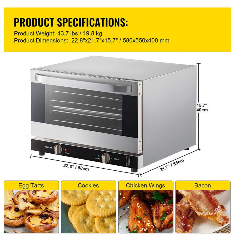 Heavy Duty Commercial Stainless Steel Countertop Convection Toaster Oven (SAK51683)