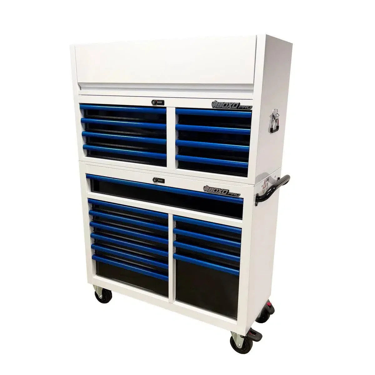 Pro Series | 45" 19-Drawer Rolling Tool Box | White and Blue