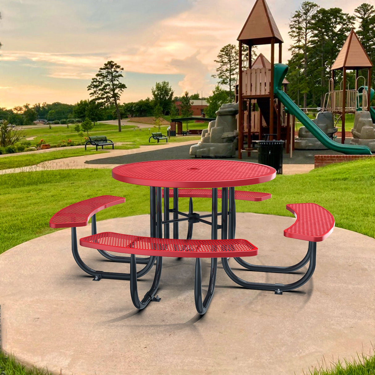 46" Round Picnic Table With Umbrella Hole
