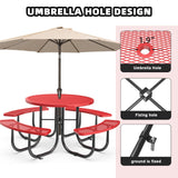 46" Round Picnic Table With Umbrella Hole