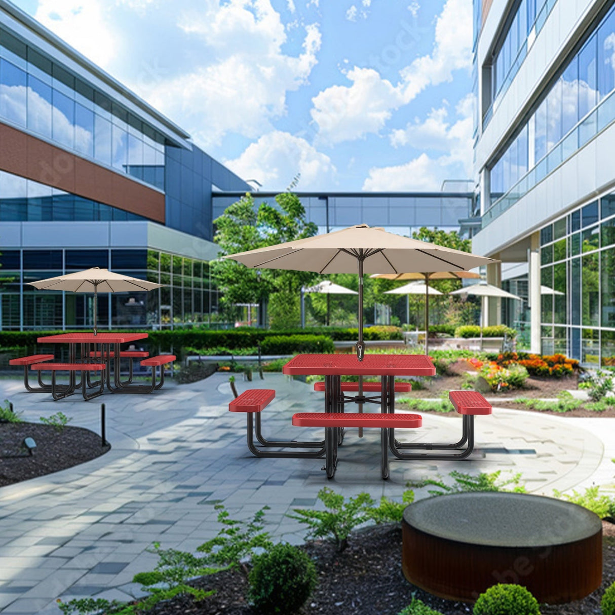 46" Square Picnic Table With Umbrella Hole