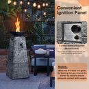 48" Large Outdoor Propane Fire Bowl Column With Cover & Lava Rocks (96173485)