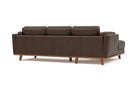 Valencia Artisan Top Grain Leather Three Seats with Left Chaise Sofa, Chocolate