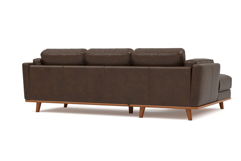 Valencia Artisan Top Grain Leather Three Seats with Left Chaise Sofa, Chocolate