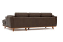 Valencia Artisan Top Grain Leather Three Seats with Right Hand Chaise Sofa, Chocolate