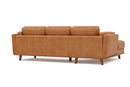Valencia Artisan Top Grain Leather Three Seats with Right Chaise Sofa, Cognac