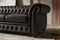 Valencia Parma 82" Full Aniline Leather Chesterfield Three Seats Sofa, Black