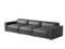 Valencia Nathan Full Aniline Leather Modular Sofa with Down Feather, Three Seats, Black Color