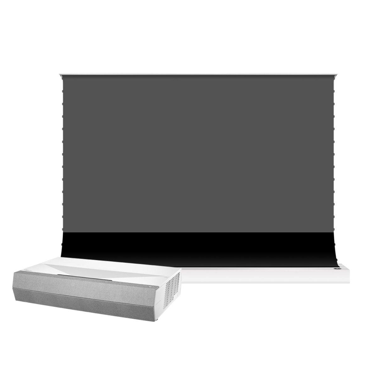 BUNDLE Optoma CinemaX D2 4K HDR UST 3D Laser Projector &VIVIDSTORM S PRO Electric Tension Floor Screen