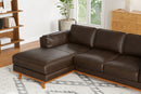 Valencia Artisan Top Grain Leather Three Seats with Left Chaise Sofa, Chocolate