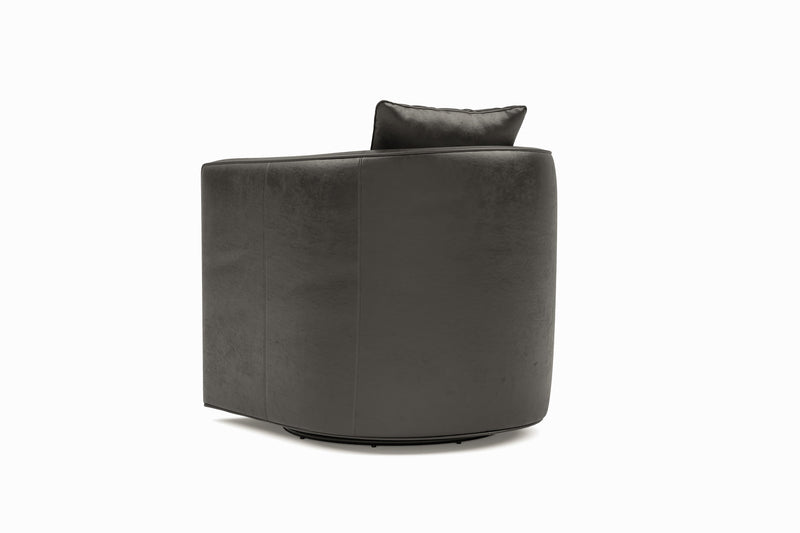 Valencia Riley Leather Swivel Accent Chair, Black