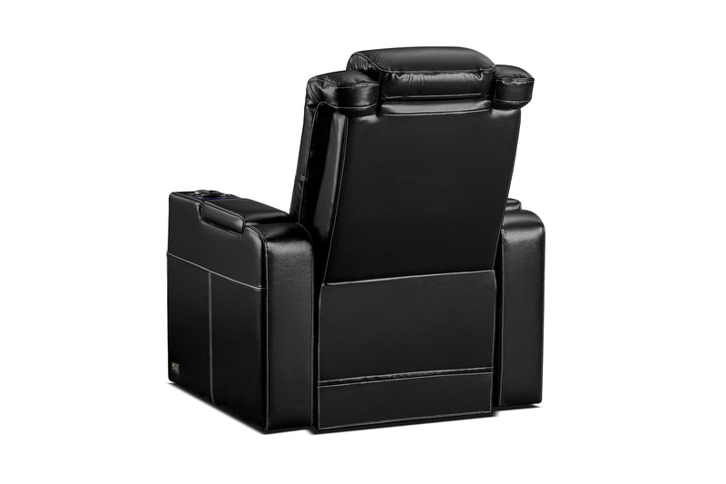 Valencia 2025 New Tuscany Executive Heat & Massage Leather Home Theater Seating Row of 2, Midnight Black