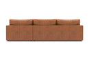 Valencia Serena Leather Three Seats with Right Chaise Sectional Sofa, Cognac