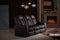 Valencia Tuscany Luxury Console Leather Home Theater Seating Row of 3 Dropdown Center, Onyx