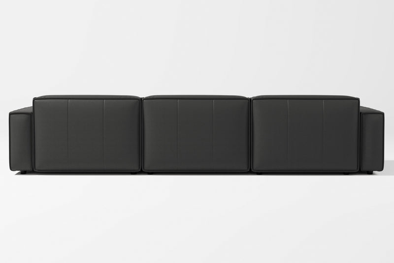 Valencia Nathan Full Aniline Leather Modular Sofa with Down Feather, Left Chaise, Black Color