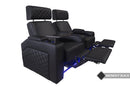 Valencia Zurich Leather Home Theater Seating Row of 2, Black