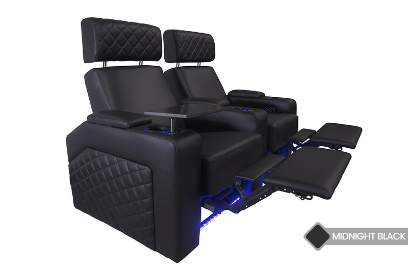 Valencia Zurich Leather Home Theater Seating Row of 2, Black