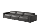 Valencia Nathan Full Aniline Leather Media Lounge Three Seats Modular Sofa with Down Feather Fill, Black