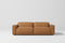 Valencia Nathan Full Aniline Leather Modular Sofa with Down Feather, Loveseat, Caramel Brown Color