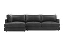 Valencia Serena Leather Three Seats with Left Chaise Sectional Sofa, Black
