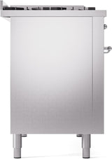 ILVE Nostalgie II 48-Inch Freestanding Natural Gas Dual Fuel Range in Stainless Steel with Chrome Trim (UP48FNMPSSC)