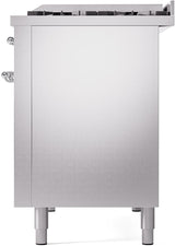 ILVE Nostalgie II 48-Inch Freestanding Natural Gas Dual Fuel Range in Stainless Steel with Chrome Trim (UP48FNMPSSC)