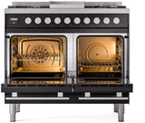 ILVE Professional Plus II 40-Inch Freestanding Propane Gas Dual Fuel Range with 6 Sealed Burner in Glossy Black (UPD40FWMPBKLP)